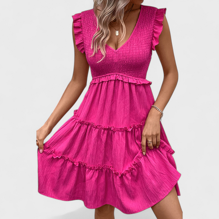 Лудмила | Ценно лятно рокля с ръбове