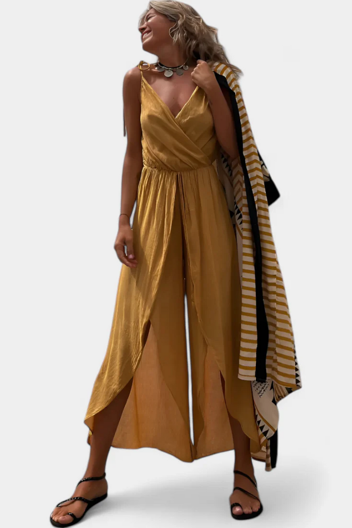 Лизи - Изпран памучен гащеризон с цепки отстрани