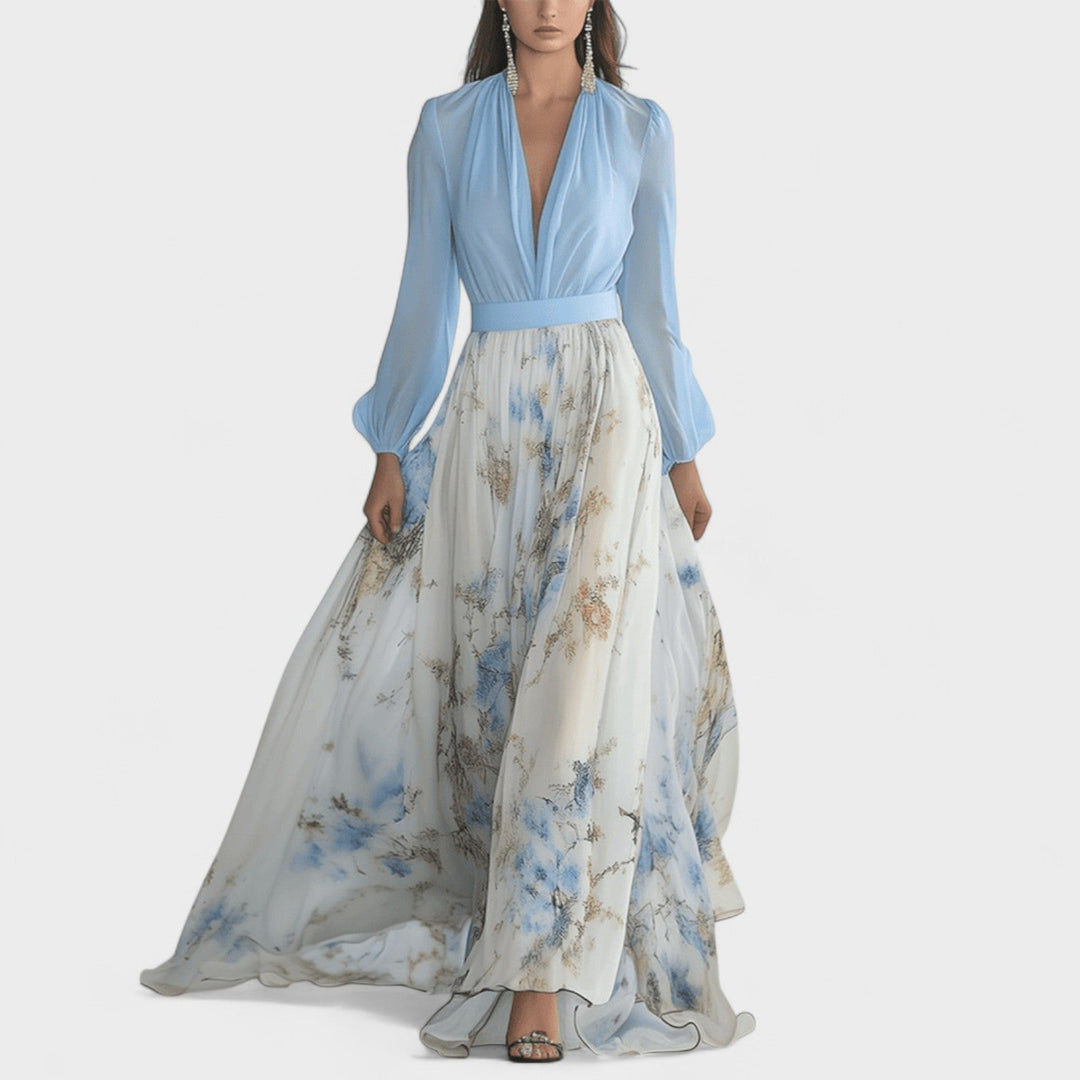 Каролина – Макси рокля с акварелен принт