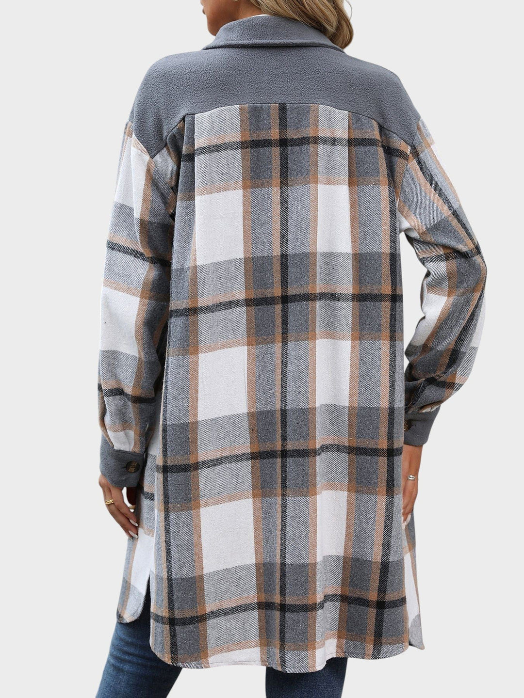 Celina | Риза-подобна жилетка с каре и джобове