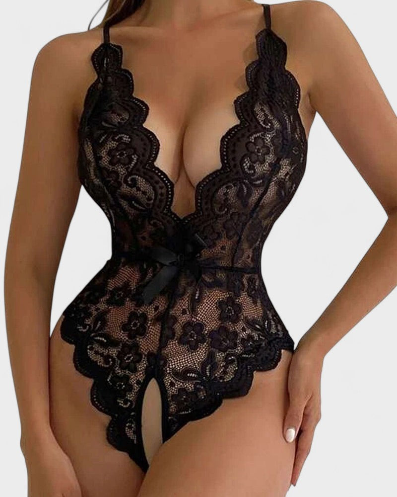 Агнес | Бежово боди с къси ръкави без огърлица