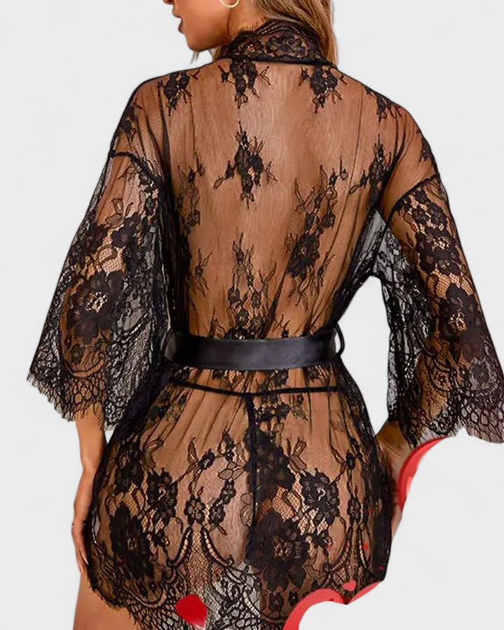 Тýна | Елегантна светло блондинска пижама с сатенена лента