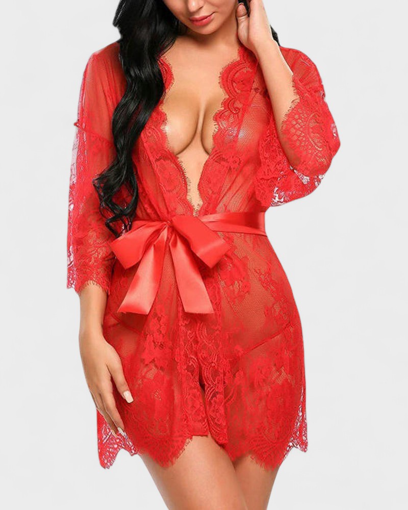 Тýна | Елегантна светло блондинска пижама с сатенена лента