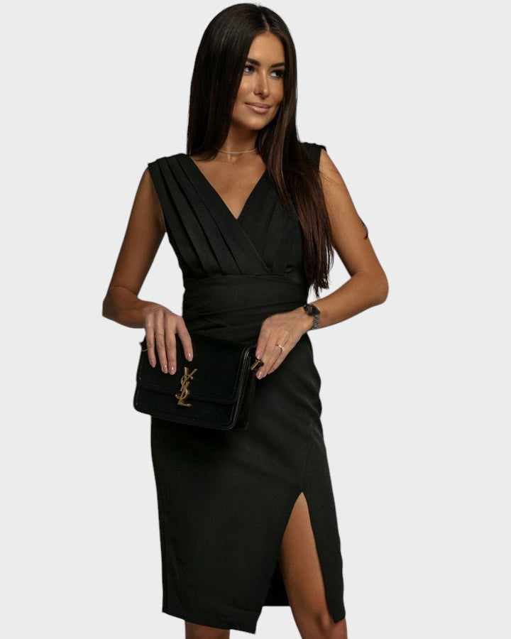 ИНГРИД | Формообразуваща рокля с V-образно деколте и разрез