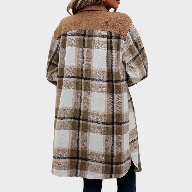 Celina | Риза-подобна жилетка с каре и джобове