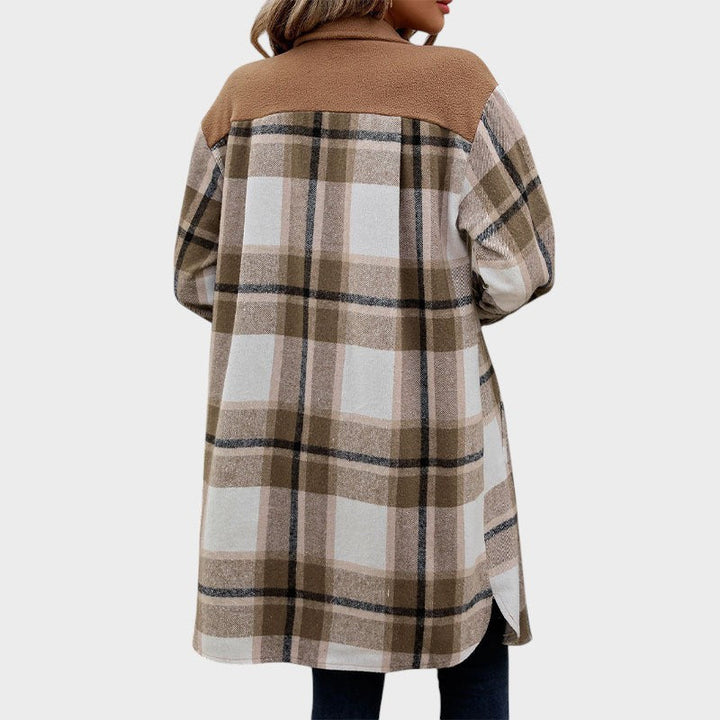 Celina | Риза-подобна жилетка с каре и джобове