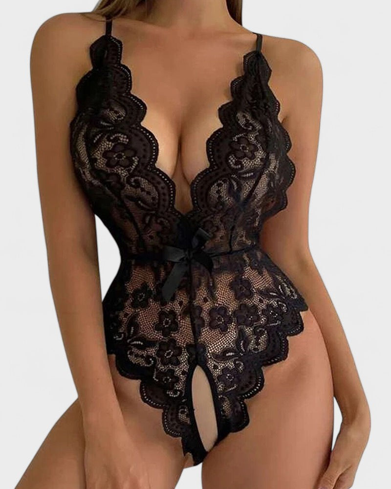 Агнес | Бежово боди с къси ръкави без огърлица