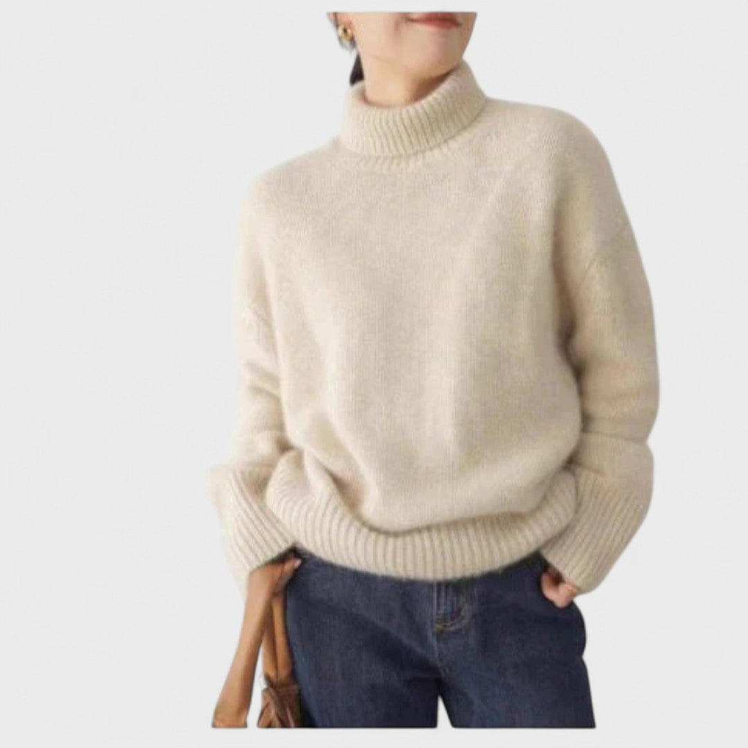 Олга | Кашмирен пуловер с висока яка