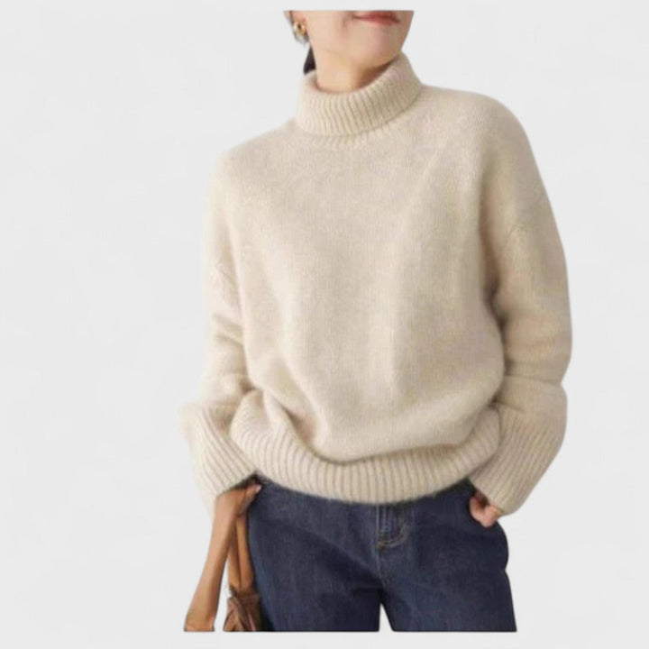 Олга | Кашмирен пуловер с висока яка