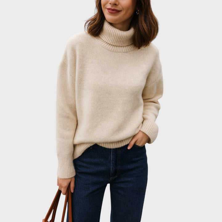 Олга | Кашмирен пуловер с висока яка