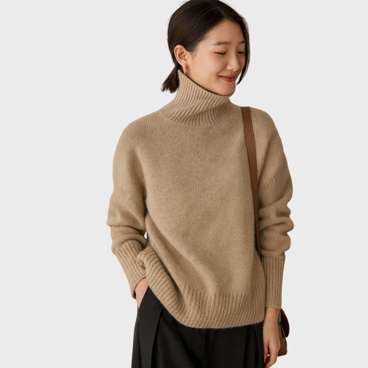 Олга | Кашмирен пуловер с висока яка