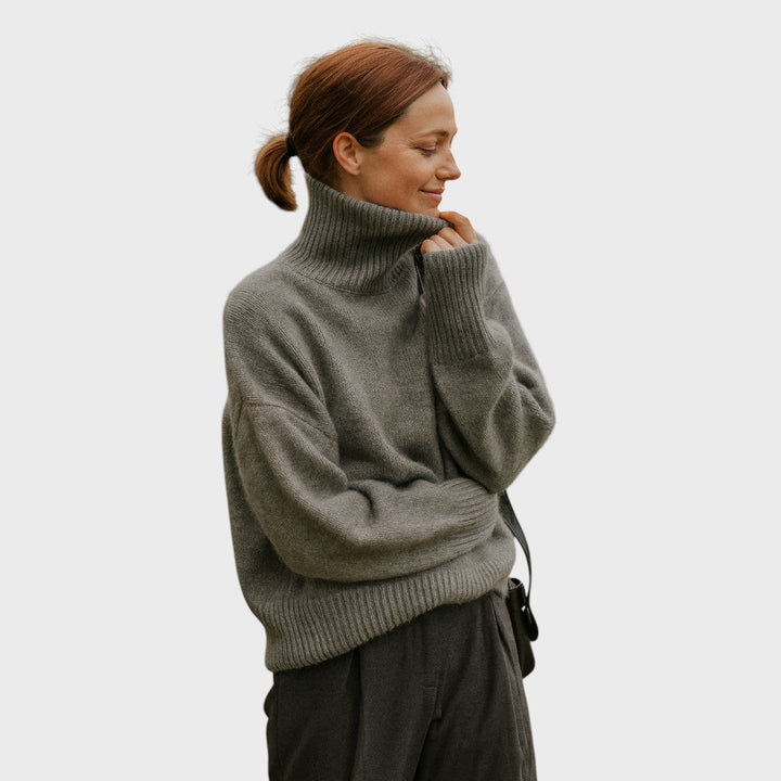 Олга | Кашмирен пуловер с висока яка