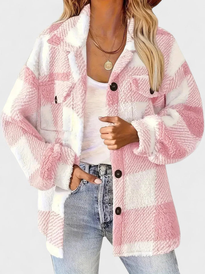 Роза | Стилна каре флийс якета