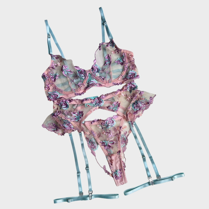 Беки | 3-частен френски цветен комплект за дамско бельо