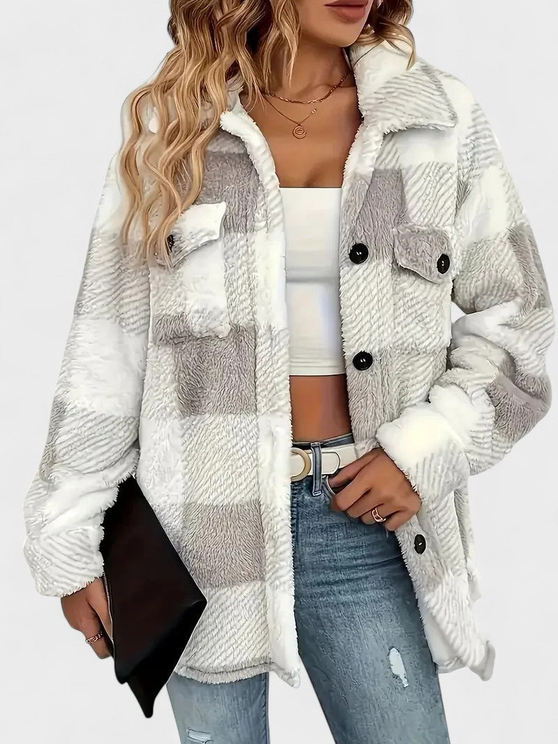 Роза | Стилна каре флийс якета