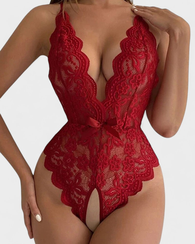 Агнес | Бежово боди с къси ръкави без огърлица