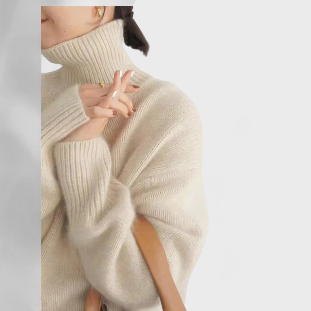 Олга | Кашмирен пуловер с висока яка