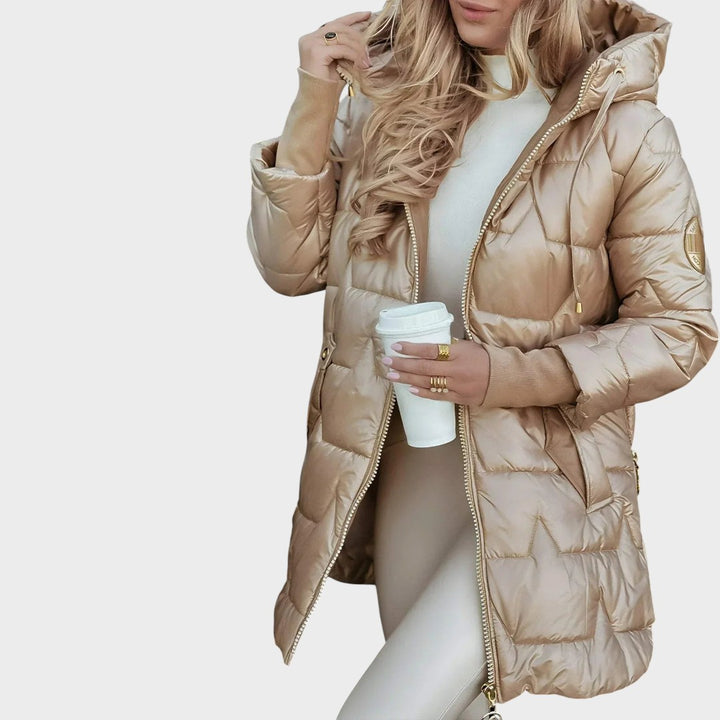 Мария | Дълга, топла стегана яке с голяма качулка