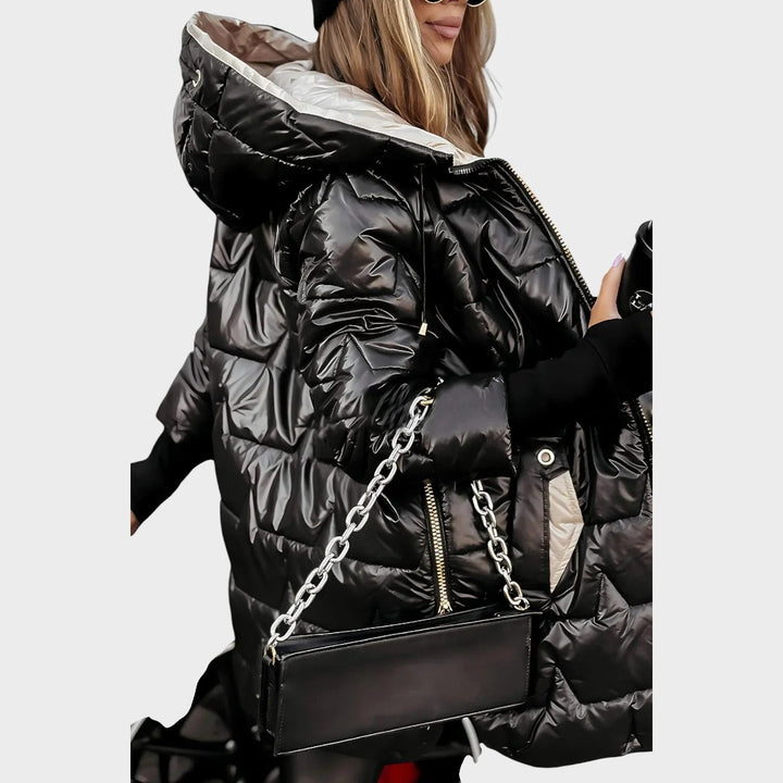 Мария | Дълга, топла стегана яке с голяма качулка