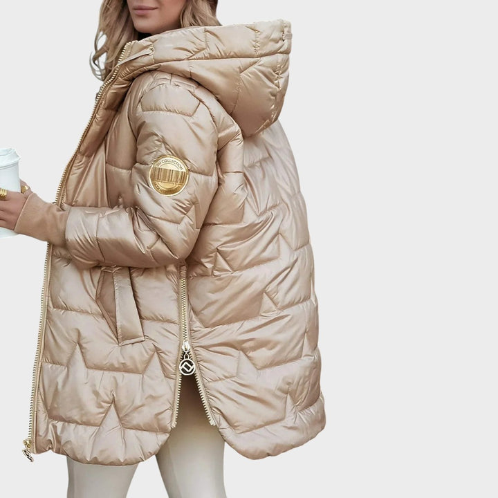 Мария | Дълга, топла стегана яке с голяма качулка