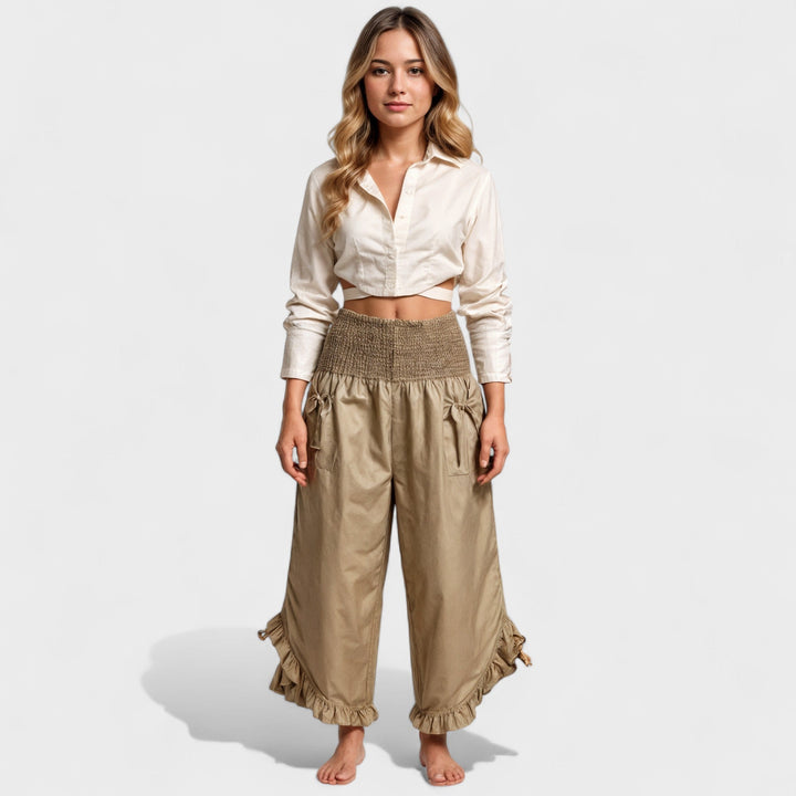 Ленени панталони с модни гънки