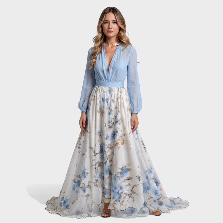 Каролина – Макси рокля с акварелен принт