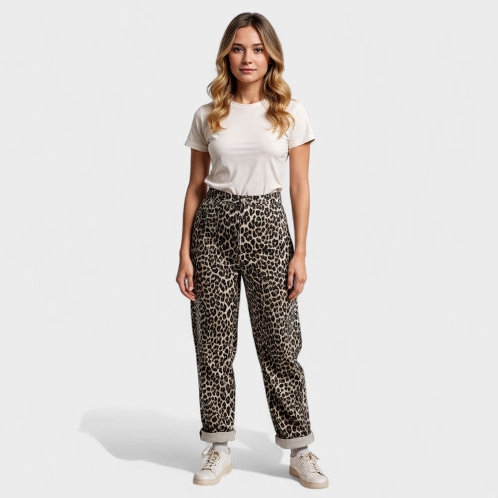 Винтидж дънки с леопардов принт